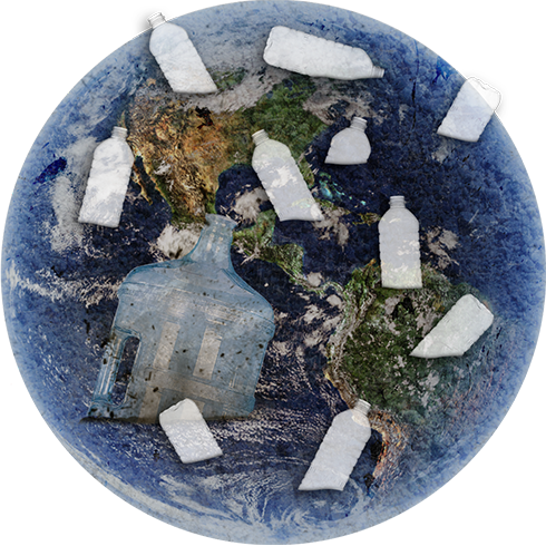 planeta tierra botellas